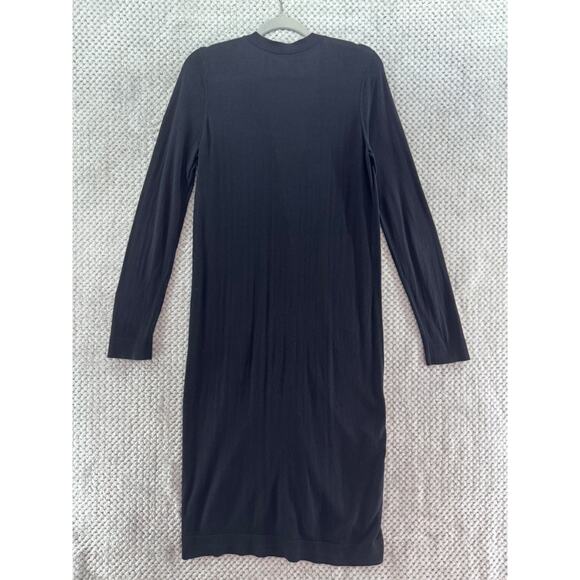 Garnet Hill Sweater Womens M Black Silk Long Cardigan Button Front Thin Stretchy - Picture 5 of 12